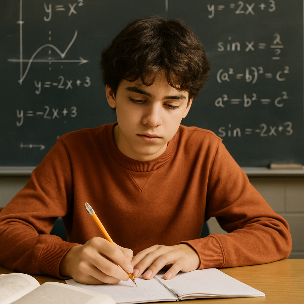 Élève préparant la prépa scientifique (Math Sup) en révisant les mathématiques à Toulouse