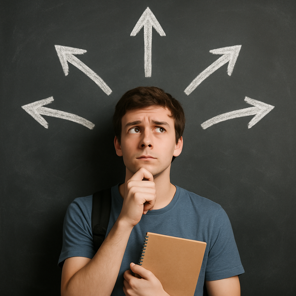 Étudiant en recherche d’orientation post-bac, préparant Parcoursup avec méthode