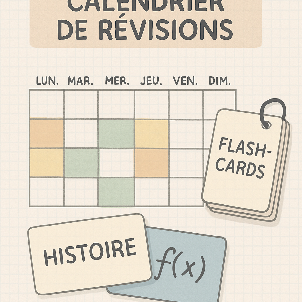 Calendrier de révisions et flashcards pour la répétition espacée